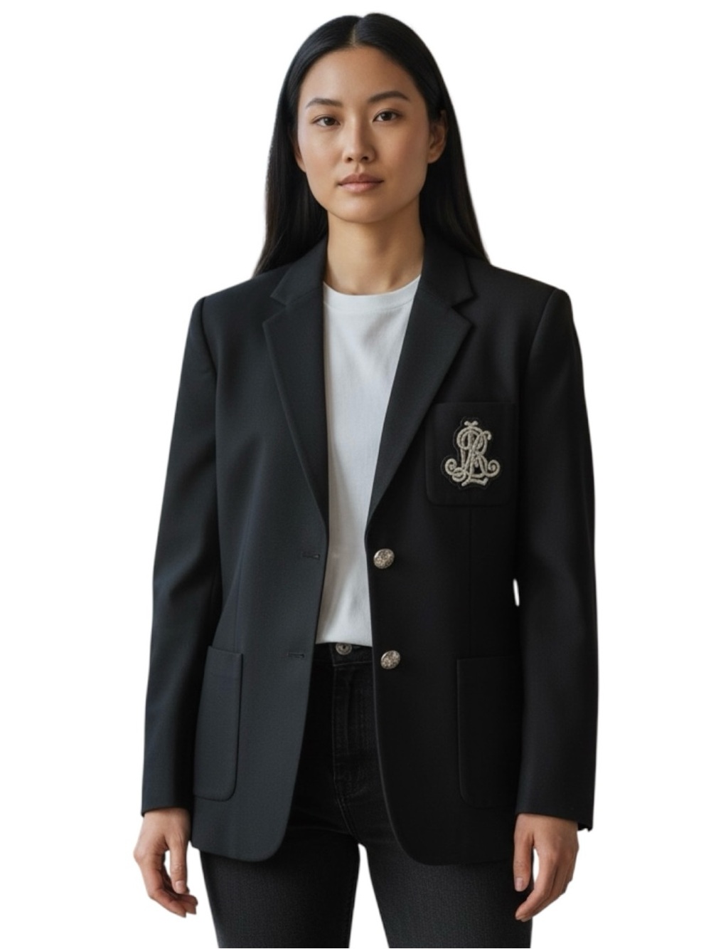 Lauren Ralph Lauren Bullion Jacquard Blazer Women’s XL Polo Black Coat Academia